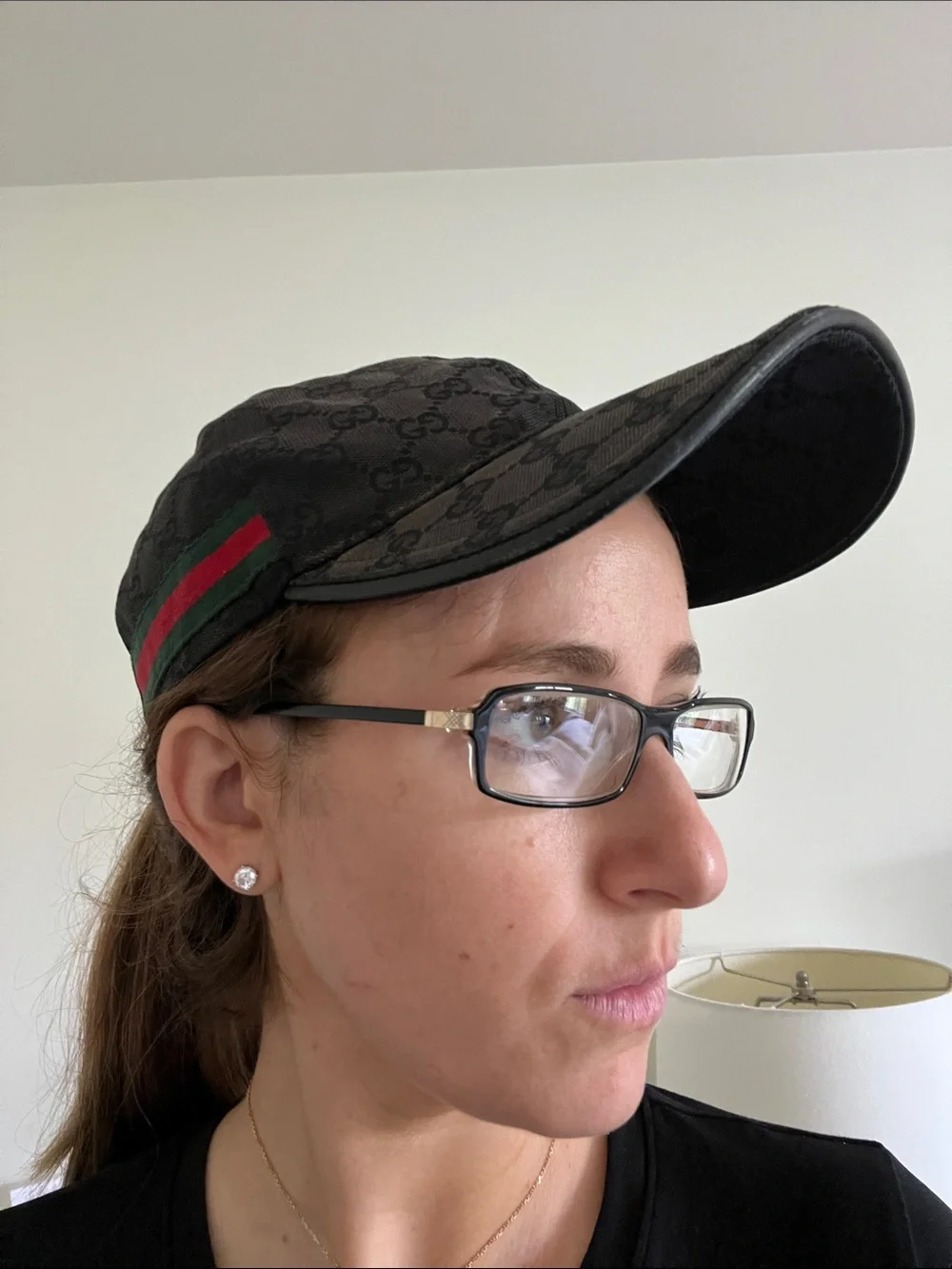 Black Square Frame Eyeglasses with Silver Accent